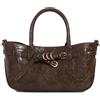 NONE Borsa da Donna a Mano e Tracolla in Ecopelle Effetto Vintage, Borsa Elegante con Fibbia Decorativa Dorata, Chiusura con Zip, Tracolla Regolabile e Rimovibile, Ideale per Lavoro, Shopping, Ufficio,
