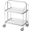 NONE Carrello bar, carrello da cucina, carrello di servizio, carrello per bevande, carrello pieghevole, carrello mobile, carrello a due piani, carrello con ruote frenanti, carrello con struttura cromata,
