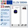 SJY Batteria al Litio Ferro Fosfato 48V 51.2V 300Ah con CAN/RS485/Wi-Fi/Bluetooth, Ricaricabile 15kWh per Accumulo di Energia Solare Fotovoltaica Domestica, Batteria Lifepo4