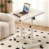 NONE Tavolino verticale portatile per laptop in ferro e MDF, regolabile in altezza, con rotelle, dimensioni compatte 60x40 cm, bianco, ideale per la casa
