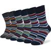 NONE WAZZI Calze Uomo in Cotone con Righe Colorate, Traspiranti ed Elastiche, Comfort Duraturo con Tallone e Punta Rinforzati, Confezione da 3 Paia
