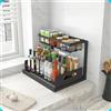 NONE Mensola Estraibile Sotto Lavello a 2 Ripiani, Scaffale Scorrevole per Organizzazione Pratica in Cucina e Bagno