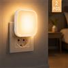 Lureshine Luce notturna LED Lureshine da inserire nella presa - Bianco caldo 2700 K, 3 livelli di luminosità regolabili, sensore automatico dal tramonto all'alba - Per camera da letto, bagno, corridoio e scale.