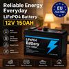 Batteria al litio ricaricabile LiFePO4 12V 150Ah dotata di BMS, batteria multiuso per la ricarica di pannelli solari, imbarcazioni elettriche, ecoscandagli marini.