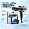 NONE Asciugacapelli Professionale 2200W AC100-240V con Temperatura e Velocità Regolabili, Getto d'Aria Fredda, Beccuccio Concentratore, Strumento per lo Styling dei Capelli per Salone, Casa e Viaggi