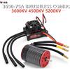 RCXAZ Kit Motore Brushless RCXAZ RC 3650 3600KV 4500KV 5200KV con ESC Brushless 75A per Veicoli RC Off-Road 1/10, Compatibile con LiPo 2-3, per Arrma Traxxas HSP Redcat RC4WD Tamiya Axial RC Crawler Truck