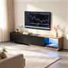 Superaly Mobile TV Estensibile Superaly 240cm con 3 Cassetti e Ripiano in Vetro, Supporto TV, Tavolo TV, Mobile TV Basso, Panca Porta TV per Soggiorno, Camera da Letto, Nero