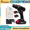 NONE Kit trapano a batteria Podofo 30NM con 3 modalità di lavoro, avvitatore a batteria, trapano a percussione, trapano manuale 3 in 1, regolazione, 28 accessori per uso domestico e fai da te