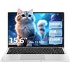 DELLA VALLE ILARIA 15.6-inch laptop featuring an Intel processor, 8GB of RAM + 256GB SSD, DDR4 memory modules, a backlit keyboard, and pre-installed Windows 11 Pro and Microsoft 365 Office software