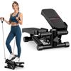 Gartistgo Mini Stepper Idraulico con Bande di Resistenza, Altezza Regolabile, Monitor LCD, Silenzioso, per Allenamento Cardio Completo a Casa, Capacità 136kg