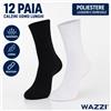 WAZZI 12 Paia WAZZI Calzini Uomo Donna Calze Traspiranti Elasticizzate e Resistenti Ideali per Sport, Lavoro e Tempo Libero
