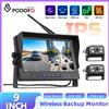 podofo Monitor per Auto Podofo da 9 Pollici IPS con 2 Telecamere Wireless per Retromarcia, Impermeabile IP68, Visione Notturna a Infrarossi per Camper