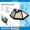 NONE WETECH W2703 Lampada Solare da Parete 100 LED con Sensore di Movimento, Accensione dal Crepuscolo all'Alba, Batteria 1200mAh, Impermeabile, Luce di Sicurezza per Esterni, Giardino, Cortile, Patio