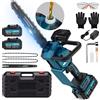 Rinoxar Motosega a Batteria 12 Pollici 21V 1800W Brushless, barra 30cm, catena 15m/s, 2×4000mAh batterie, pompa olio, avvio sicuro, 1,65kg, per rami, legna e tronchi fino a 18cm, con valigetta
