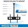 NONE Supporto TV da Soffitto Telescopico WETECH W5532 Nero, Carico Massimo 65kg, Adatto per TV da 32-75 Pollici, Altezza 60-90cm, Supporto VESA 100x100 a 600x400, Supporto TV Sospeso da Soffitto