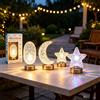 NONE Lampada da tavolo LED ricaricabile USB‑C con texture cristallina, 3 forme (ovale, luna, stella), 3 modalità di luce a 3 colori, 3W 400mAh, lampada decorativa da comodino per camera da letto,
