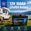 Batteria LiFePO4 a ciclo profondo 12V 150Ah ricaricabile al litio con oltre 4000 cicli, batteria multiuso per apparecchiature di illuminazione, veicoli elettrici, generazione di energia solare ed