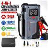 Betuyoo Avviatore di Emergenza per Auto 4 in 1 con Compressore d'Aria 1000A, Batteria di Emergenza da 10000mAh, Gonfiatore per Pneumatici 150PSI, Manometro Digitale, Luce LED per Emergenze
