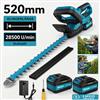 Rinoxar Tagliasiepi a batteria 600W con motore brushless, lama di precisione da 52 cm, taglio max 15 mm, 2 batterie da 4000mAh, fino a 100 min di autonomia, doppia sicurezza, peso leggero 2,3 kg