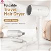 NONE Nuovo Asciugacapelli da Viaggio Pieghevole da 2000W, Bianco Oro, Asciugacapelli Portatile con Funzione Aria Fredda, 220‑240V, Strumento Compatto per lo Styling dei Capelli per Viaggi di Lavoro e Uso