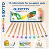 GIOTTO Di Natura - Set 12 Pastelli a Colori in Legno Naturale, Mina 3,8 mm