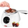 NutriChef Fonduta Cioccolato Elettrica 25 W, Sciogli Cioccolato con Capacità 250 ml, Funzione Mantieni Caldo e Pentola Rimovibile, per Dolci, Burro e Formaggio, Bianca