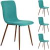 Shally Dogan Set 4 Sedie per Sala da Pranzo, Piedi in Acciaio Effetto Legno, Seduta Morbida, Sedia Ergonomica Design Nordico, Poltrona Ideale per Cameretta, Cucina, Ufficio (Turchese)