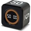 PULIVIA Timer Cubo Rotante LED Visivo, Preimpostazioni 5/10/25/50 Min, Timer Ricaricabile Muto/Allarme, ADHD Bambini Adulti, Cucina Ufficio Classe, Nero
