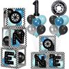 Yavxzvbw Fast One - Decorazioni di compleanno per ragazzi, motivo: auto da corsa Fast One, per il primo compleanno, con lettere, palloncini, primo giro in pista, decorazioni di compleanno per One Blocks