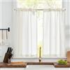 TOPICK Tenda da Cucina Corta Piccola Tenda, Bianco 90L x 115A (cm) 2 Pannelli con Passante per Asta, Misto con Pizzo, per Finestra Sotto Lavello, Armadio, Mobile Basso Copertura