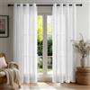 Deconovo Tende Trasparenti per Interni Voile con Anelli, Tende per Finestre e Soggiorno, Camera da Letto, Pannelli Leggeri Decorativi, Bianco, 140x270 cm, 2 Pezzi