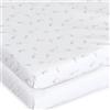 Chicco Next2Me Forever Lenzuola per culla (confezione da 2), 100% morbido cotone, accessorio originale e ufficiale per culla Next2Me Co-Sleep, cotone e nuvola