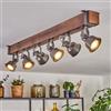 hofstein Plafoniera HOFSTEIN Pehefito, lampada da soffitto a 6 luci in metallo/legno colori grigio/marrone scuro, lampada regolabile in design industriale/retrò/vintage con travi in legno