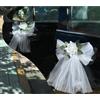 Generisch Just Married - Set di 4 decorazioni per auto con fiocchi di tulle, rose artificiali bianche per maniglie delle porte con ventose, decorazione da sposa