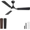 ZMISHIBO Ventilatore da soffitto con luce LED, 132 cm, telecomando, 3 colori luminosi, motore DC reversibile, silenzioso, per interni/esterni