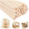 Lytonix 40 Pezzi Asta in Legno Resistente, 8mm Unfinished Wood Round Sticks | Lavoretti Rotondi Bastoncini, Wooden Log Sticks for Crafts, Bastoncini Artigianali, per DIY Craft Making, Decorazioni