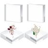 BlyeMichdi Quadrato Trasparente Acrilico Lucido, Cubi in Acrilico Trasparente, Cubic Acrylic Display Holder, Piedistallo Gioielli Anello per Mostrare Oggetti, Gioielli, Cosmetici, 10,2x10,2x2,5cm