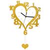 PawwJoy Orologio da parete con pendolo silenzioso in acrilico nordico a forma di cuore decorativo appeso orologio per corridoio decorazione regalo di inaugurazione della casa - oro