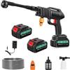 Worshow Idropulitrice a Batteria, 21V 80 Bar Idropulitrice Portatile con 2 Batterie, Ugello 6 in 1 & Tubo da 5m per Pulire Pavimenti, Auto, Giardini