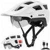 Favoto Casco Bicicletta con Luce, Visiera e Occhiali Magnetici, L | Casco MTB con Occhiali Magnetici, Luce USB, Protezione CE EN 1078 per MTB, Bici da Corsa & E-Bike, L (59-61cm)