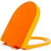 Brigtviee Sedile WC con Chiusura Ammortizzata, Coperchio WC Arancione, Copriwater Universali con Sgancio Rapido per Facile da Montare e Pulire, Tavoletta WC Forma di D/U in PP, 44.5x36cm