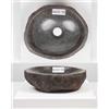 wohnfreuden Lavabo da appoggio in pietra di fiume, 30 cm, ovale, grigio, in pietra naturale, massiccio, durevole, pezzo unico