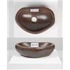 Wohnfreuden Lavabo in pietra naturale da 35 cm, in pietra di fiume, grigio, ovale, esterno lucidato WOHNFREUDEN
