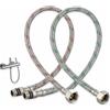 Zlokdraxy 2 pezzi tubo flessibile rubinetto cucina 60 cm G3/8 x M10, acciaio inossidabile, doccetta per lavello flessibile per cucina (rosso e blu)