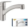 GROHE QUICKFIX Start Rubinetto Miscelatore Monocomando per Lavello, Satinato, Doccetta estraibile, Strumento di Installazione Incluso