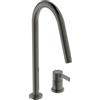 Ideal Standard - Gusto Miscelatore cucina a 2 fori, Bocca alta tonda, con doccetta estraibile e due modalità di getto, bocca girevole a 360°, Collegamento a vite dal basso, Magnetic Grey