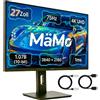Mämo Monitor 4K da 27", UHD (3840 x 2160), IPS, 75 Hz 1 ms, 65 W USB-C, 95%