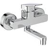 Ideal Standard Ceraplan Miscelatore lavabo a parete, sporgenza 148 mm, rubinetto bagno a risparmio idrico 12 l/min (3 bar), senza piletta di scarico - Cromo (166 x 155 mm)