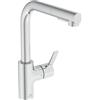 Ideal Standard - Gusto Miscelatore cucina, Bocca alta tonda a L, con doccetta estraibile e due modalità di getto, bocca girevole a 360°, facile da installare con fissaggio EasyFix+, Cromato