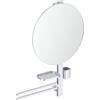 Ideal Standard Alu+ Barra multifunzione, Combinazione di accessori L, con specchio cosmetico Ø 508 mm e ripiani regolabili, realizzato con l'100% di alluminio riciclato - Argento (640x145.5x817 mm)